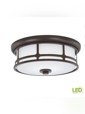 New Hampton Bay Portland Court 14” Flush Mount Ceiling Light oil rubbed Bronze